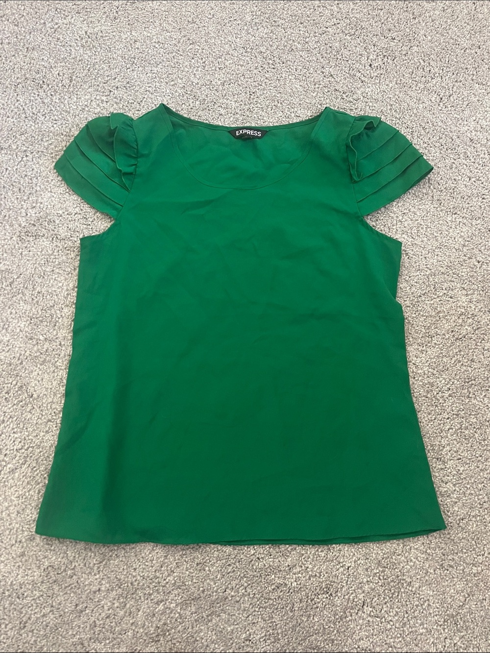 Express Green Short Ruffle Sleeve Blouse S